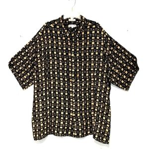 Pierre Cardin shirt short sleeves button down black & cream Size: 3 X